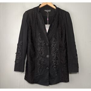 Pretty Angel Victorian Jacket Size Large Black Steampunk Whimsigoth Vamp Lace